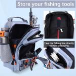 VKVXCLON Fishing Backpack Tackle Storage Bag with 2 Tackle Boxes,Lightweight Outdoor Water-Resistant Fishing Shoulder Bag with Rod Holder-Store Fishing Gear for Fishing(Grey)