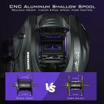 KastKing MegaJaws Elite Baitcasting Reels, 7.2:1 Gear Ratio, Left Handed, Black Violet, Shallow Spool, No Flipping Switch