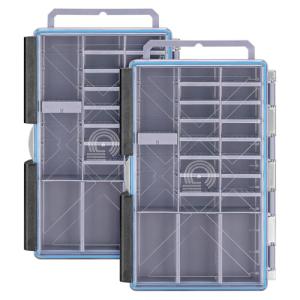 Gonex Tackle Boxes for Fishing 2-Pack Waterproof with Adjustable Compartments, Clear Portable Tackle Trays, Plastic Tackle Organizers with DIY Dividers for Lures Hooks & Bass Gear, 3600, Gray