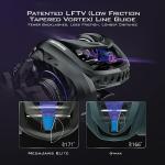 KastKing MegaJaws Elite Baitcasting Reels, 7.2:1 Gear Ratio, Left Handed, Black Violet, Shallow Spool, No Flipping Switch