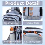 VKVXCLON Fishing Backpack Tackle Storage Bag with 2 Tackle Boxes,Lightweight Outdoor Water-Resistant Fishing Shoulder Bag with Rod Holder-Store Fishing Gear for Fishing(Grey)