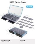 Gonex Tackle Boxes for Fishing 2-Pack Waterproof with Adjustable Compartments, Clear Portable Tackle Trays, Plastic Tackle Organizers with DIY Dividers for Lures Hooks & Bass Gear, 3600, Gray