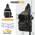 HUNTVP Fishing Sling Bag Lightweight Tackle Bag Small Fishing Backpack Tactical Shoulder Sling Bags with Rod Holder, Storge Gear and Equipment, Gifts for Men (Camo)
