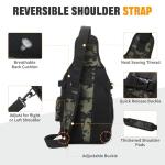 HUNTVP Fishing Sling Bag Lightweight Tackle Bag Small Fishing Backpack Tactical Shoulder Sling Bags with Rod Holder, Storge Gear and Equipment, Gifts for Men (Camo)