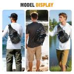 HUNTVP Fishing Sling Bag Lightweight Tackle Bag Small Fishing Backpack Tactical Shoulder Sling Bags with Rod Holder, Storge Gear and Equipment, Gifts for Men (Camo)