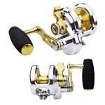 PROBEROS Conventional Reel Trolling Reels - Lever Drag Deep Sea Ocean Big Game Offshore Jigging Fishing Reels - Gold Silver (500, Right)