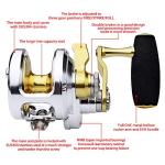 PROBEROS Conventional Reel Trolling Reels - Lever Drag Deep Sea Ocean Big Game Offshore Jigging Fishing Reels - Gold Silver (500, Right)