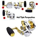 PROBEROS Conventional Reel Trolling Reels - Lever Drag Deep Sea Ocean Big Game Offshore Jigging Fishing Reels - Gold Silver (500, Right)