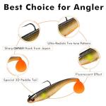 TRUSCEND Power Soft Fishing Lures Pre-Rigged BKK Hook, Japan Formula, Slow Sinking, Swimming, Jerking, Freshwater or Saltwater Swimmer for Bass Trout Pike Fishing, B-2.8in,6PCS