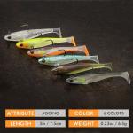 TRUSCEND Power Soft Fishing Lures Pre-Rigged BKK Hook, Japan Formula, Slow Sinking, Swimming, Jerking, Freshwater or Saltwater Swimmer for Bass Trout Pike Fishing, B-2.8in,6PCS