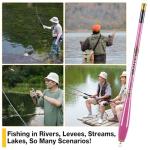 Goture Telescopic Mini Pocket Fishing Pole, Portable Fishing Hand Pole, Stream River and Universal Lake Fishing Rod, Ultralight High Strength Fishing Rods Fit for Beginners, 10FT/3.0M Pink, 1pc