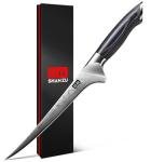SHAN ZU Fillet Knife 7 Inch, Powder Steel Boning Knife High Carbon Japanese Filleting Knives, Ultra Sharp Deboning Knives for Meat Cutting with Ergonomic Pakkawood Handle