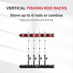 Vertical Fishing Rod Holders Wall-Mounted – Simple Deluxe Fishing Rod Rack, Great Fishing Pole Holder and Rack for Garage, Store 6 Rods or Combos in 13.6 Inches, 1 Pair Vertical Pole Racks Red