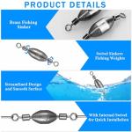 Seenelling 20 Pcs Brass Fishing Sinker Swivel Fishing Weights Saltwater Bullet Sinkers Drop Shot Weight Egg Sinkers with Swivel Rolling Removable Freshwater (1/2oz, 1/4oz,1/8oz,1/25oz)