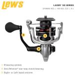 Lew's Laser SG Speed Spin Freshwater Spinning Fishing Reel, Size 400 Reel, Right or Left-Hand Retrieve, 5.2:1, Zero Reverse 1-Way Clutch Bearing, Silver