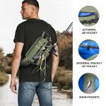 THKFISH Waterproof Fishing Waist Pack with Fishing Rod Holder, Airtight Zipper Closure, Lightweight Sling Fishing Waist Bag for Fly Fishing