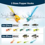 Lernbac 9 pcs Fly Fishing Popper Lures Kit, 2 Sizes Topwater Fishing Lures for Bass Panfish Bluegill Crappie for Freshwater and Saltwater, 2026 New Year Gift for Fishing Lover