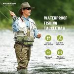 THKFISH Waterproof Fishing Waist Pack with Fishing Rod Holder, Airtight Zipper Closure, Lightweight Sling Fishing Waist Bag for Fly Fishing
