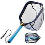 Foldable Floating Kayak Fly Fishing Landing Net for Trout, Catfish, Bass – Catch and Release Fish Net with EVA Foam Handle & Fish-Friendly Mesh for Safe Release, Blue
