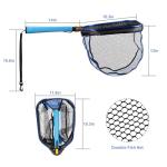 Foldable Floating Kayak Fly Fishing Landing Net for Trout, Catfish, Bass – Catch and Release Fish Net with EVA Foam Handle & Fish-Friendly Mesh for Safe Release, Blue