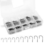 VIPMOON 500PCS Small Fishing Hooks, Strong Sharp 10 Different Sizes Fishing Hooks High Carbon Steel, Freshwater/Seawater with a Portable Plastic Box for Tuna, Catfish, Bass