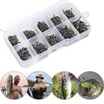 VIPMOON 500PCS Small Fishing Hooks, Strong Sharp 10 Different Sizes Fishing Hooks High Carbon Steel, Freshwater/Seawater with a Portable Plastic Box for Tuna, Catfish, Bass