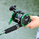 Sougayilang Round Baitcasting Fishing Reel –CNC Machined Aluminum Body Catfish Reel with 25LB Max Drag, Waterproof Trolling Reel with Level Wind & Magnetic Braking System for Musky Bass Pike
