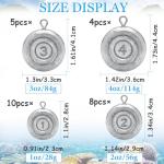 Fishing Weights Sinkers, Disc Sinkers Weights Coin Sinkers Freshwater Saltwater River Bank Surf Fishing Catfishing 1oz 2oz 3oz 4oz (2oz-8pcs)