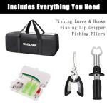 OLOLYAP Fishing Pole Combo Set 6.9ft 2PCS Telescopic Fishing Rod and Reel Combo with Fishing Pliers and Lip Gripper Collapsible Fishing Rod and Reel Kits for Bass