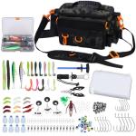Fishing Tackle Bags with Tackle Box,Waterproof,Padded Shoulder Strap,Gear Storage,Fish Bag with 136 Pcs Fishing Lures Kit,Fish Hook Remover Tool,Fish Lip Gripper,Fishing Plier,Gifts for Men (Green)