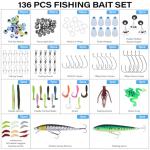 Fishing Tackle Bags with Tackle Box,Waterproof,Padded Shoulder Strap,Gear Storage,Fish Bag with 136 Pcs Fishing Lures Kit,Fish Hook Remover Tool,Fish Lip Gripper,Fishing Plier,Gifts for Men (Green)