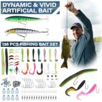 Fishing Tackle Bags with Tackle Box,Waterproof,Padded Shoulder Strap,Gear Storage,Fish Bag with 136 Pcs Fishing Lures Kit,Fish Hook Remover Tool,Fish Lip Gripper,Fishing Plier,Gifts for Men (Green)