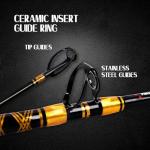 Fiblink Saltwater Fishing Rod 2 Piece Bent Butt Trolling Rod Deep Sea Roller Rod Big Game Conventional Boat Fishing Pole (Conventional Guides-6'80-120lbs)