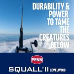 Penn Squall II Level Wind Conventional Fishing Reel, Black Gold, 50LW, Squall Ii Level Wind