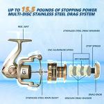 Fishdrops Fishing Reels Lightweight Spinning Reel, 15.5 LBs Max Drag, 5.1:1/5.5:1 High Speed Ultra Smooth Powerful with CNC Aluminum Spool Spinning Reels Freshwater(Black/Gold)