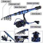 Sougayilang Fishing Rod and Reel Combos - Carbon Fiber Telescopic Fishing Pole - Spinning Reel 12 +1 BB with Carrying Case for Saltwater and Freshwater Fishing Gear Kit(Blue 6.89ft-3000)