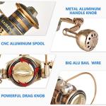 Fishdrops Fishing Reels Lightweight Spinning Reel, 15.5 LBs Max Drag, 5.1:1/5.5:1 High Speed Ultra Smooth Powerful with CNC Aluminum Spool Spinning Reels Freshwater(Black/Gold)