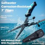 MD MADOATS 6pc Fishing Tool Set, Professional ​Freshwater​ Fishing Gear, Fishing Pliers, Fillet Knife, Fishing Scissors, Fish Lip Gripper, Sharpener, Tool Retractor