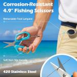 MD MADOATS 6pc Fishing Tool Set, Professional ​Freshwater​ Fishing Gear, Fishing Pliers, Fillet Knife, Fishing Scissors, Fish Lip Gripper, Sharpener, Tool Retractor