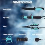 MD MADOATS 6pc Fishing Tool Set, Professional ​Freshwater​ Fishing Gear, Fishing Pliers, Fillet Knife, Fishing Scissors, Fish Lip Gripper, Sharpener, Tool Retractor