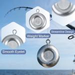 Coin Disc Sinkers Flat Fishing Weights Sinkers Round Shaped No Roll Rivers Sinker for Saltwater Freshwater Ocean Fishing 1oz to 5oz