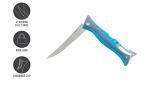 Smith's 51386 RegalRiver 4-Inch Folding Flex Fillet Knife – Blue – Stainless Steel Locking Blade – Pocket Knife – Fisherman Accessory – Carabiner – Portable – Fish Cleaning & Deboning