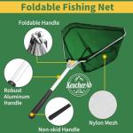KescherAb Fishing Net, Fishing Landing Net with Pole Handle, Collapsible Fishing Gear Net, 21 Inch Small Landing Net, Fishing Net, Butterfly Nets for Kids Women Men