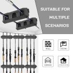 Ruppence 4-Pack Fishing Rod Holder for Garage, Wall Mounted Fishing Pole Holders with EVA Foam, Vertical Fishing Rod Rack Storage for Boats, Garage, Wall, Ceiling
