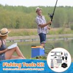 MiniInflat Telescopic Fishing Rod and Reel Combo, 6.89ft 2pcs Collapsible Rod with Plier Lip Gripper Lures Carrier Bag Pre-Loaded Spinning Reel Saltwater Freshwater Fishing Pole Kit(Black)