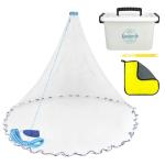 KescherAb Cast Net 3ft-8ft Radius American Monofilament Fishing Net 3/8 Mesh Fish Throw Net for Bait Trap, Casting Net with Heavy Duty Sinker, Professional Grade Saltwater Bait Fish