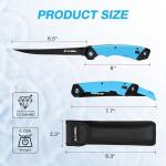 FLISSA 6.5" Folding Fillet Knife with Sheath, Fishing Knife, Razor Sharp & flexible Blade, Non-Slip Foldable Grips, Great for Fish Cleaning, Filleting, Deboning, Slicing
