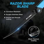 FLISSA 6.5" Folding Fillet Knife with Sheath, Fishing Knife, Razor Sharp & flexible Blade, Non-Slip Foldable Grips, Great for Fish Cleaning, Filleting, Deboning, Slicing