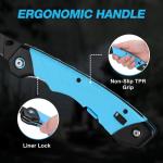 FLISSA 6.5" Folding Fillet Knife with Sheath, Fishing Knife, Razor Sharp & flexible Blade, Non-Slip Foldable Grips, Great for Fish Cleaning, Filleting, Deboning, Slicing