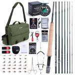 Goture 8-Section Fly Fishing Rod and Reel Combo & Gear Case, 9FT Travel Carbon Fiber Rod, Pre-spooled Fly Reel, WF-5F Line, 600D PVC Tackle Bag, Complete Starter Kit for Trout, Bass and Panfish